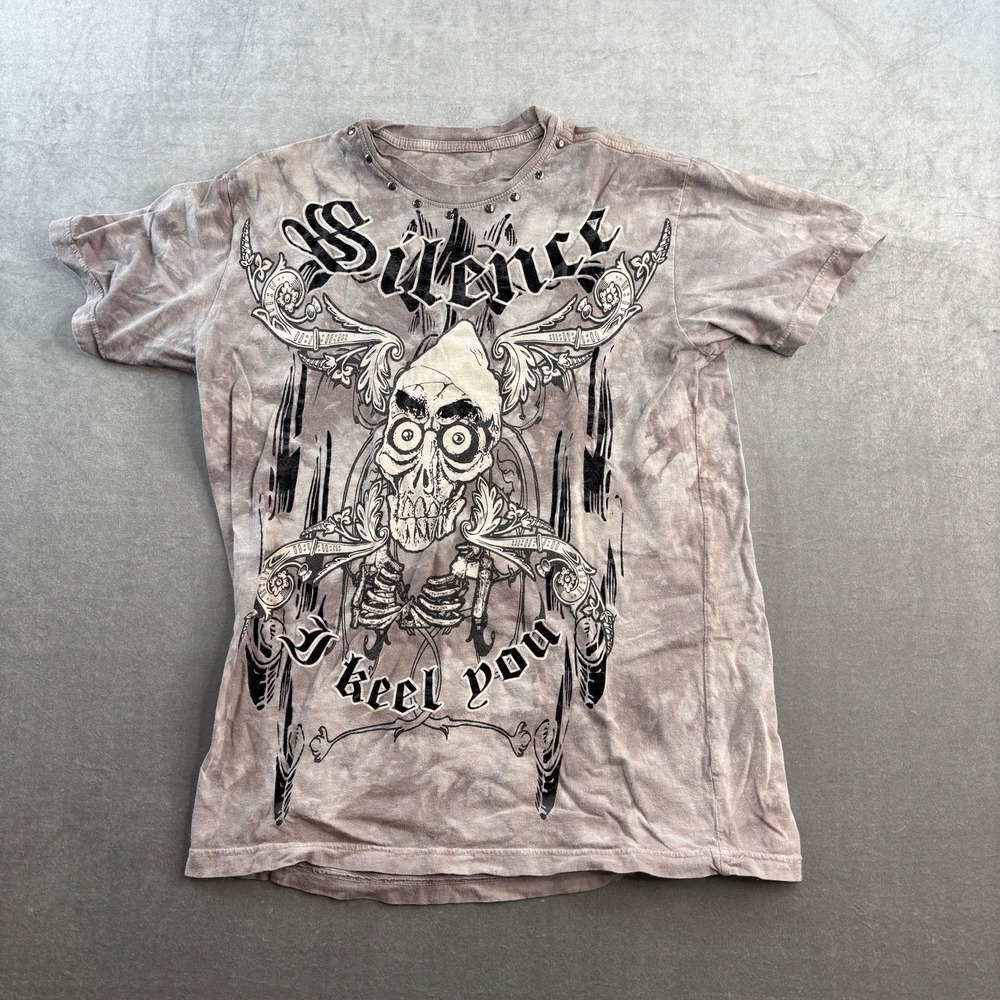 Jeff Dunham Achmed the Dead Silence I Keel You Gray Tye Dye T-Shirt‎ Men's Small